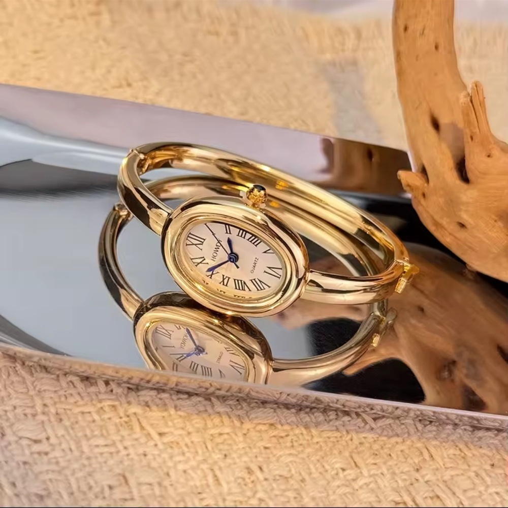 Baignoire Vintage Gold&Silver Oval Bracelet Watch Set - Picture 16 of 17